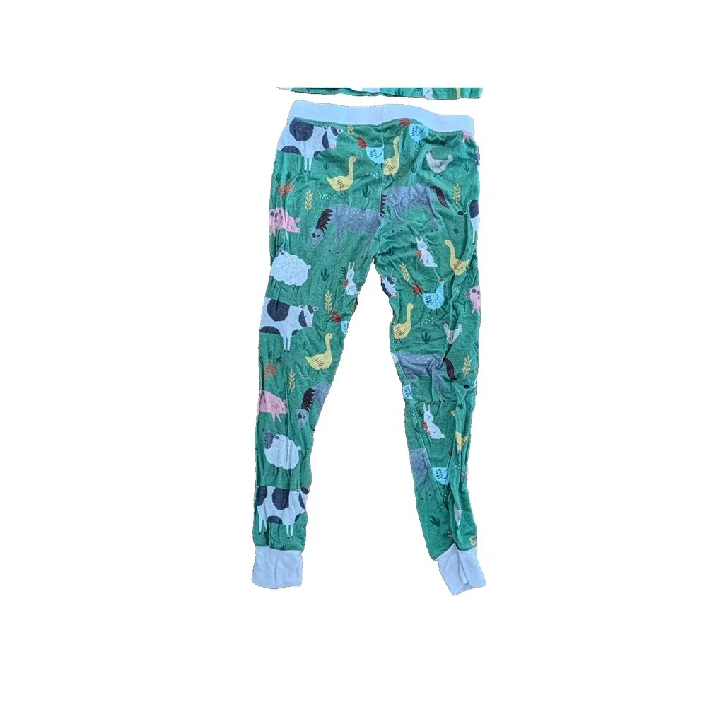 Little Sleepies Green Farm Animals 2T 2 Piece Pajama Set Bamboo Viscose Retired